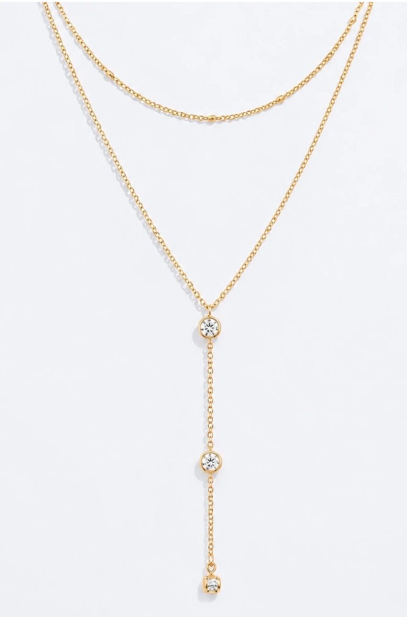 Mia - Collier Y double en acier inoxydable