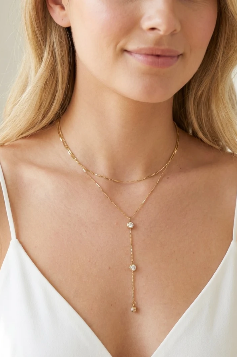 Mia - Collier Y double en acier inoxydable